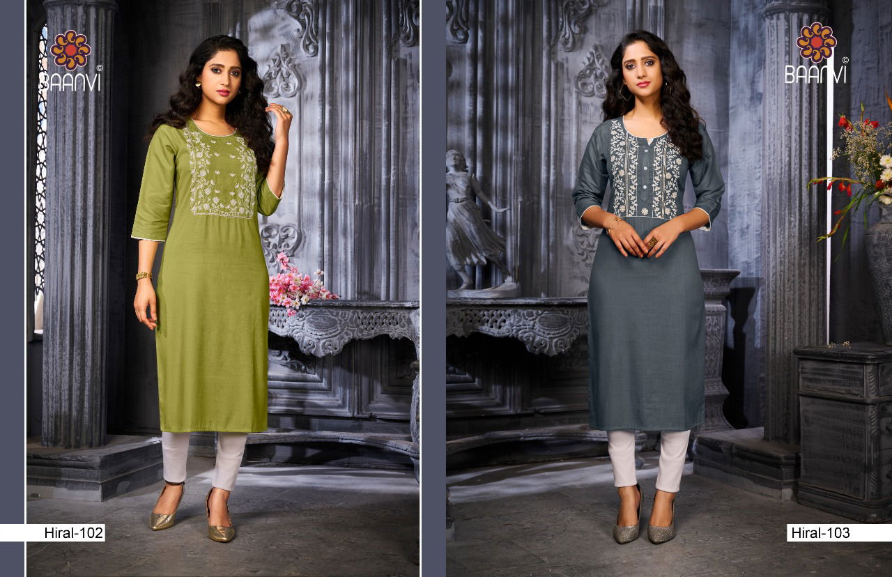 Baanvi Hiral 1 Exclusive Ethnic Wear Slub Designer Kurti Collection